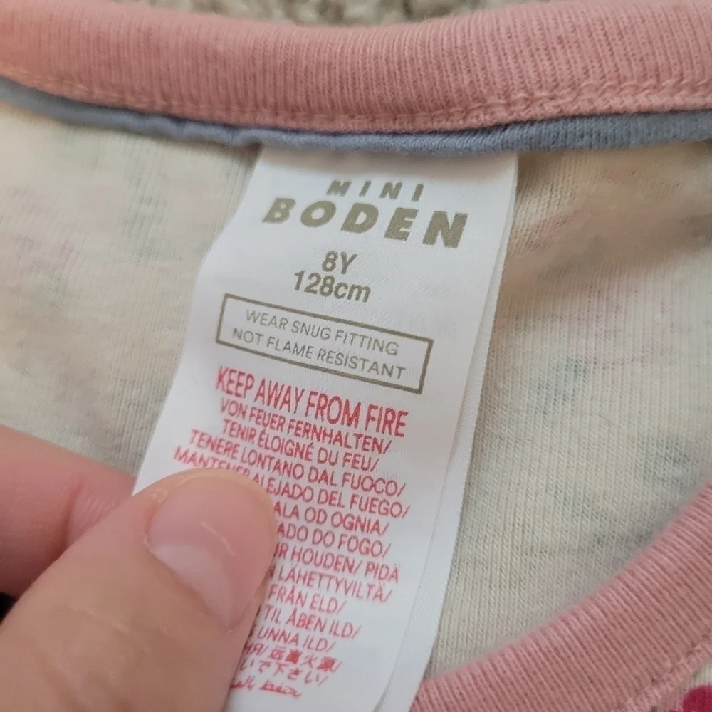 Mini Boden Henley Floral Snug Long Sleeve Pajama Top Size 8 Years